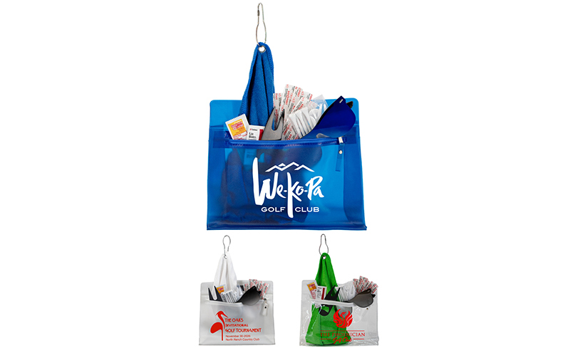 16 Piece Golf Kit in Travel Pack with Components inserted into Zipper Kit 16 Piece Golf Kit in Travel Pack with Components inserted into Zipper Kit